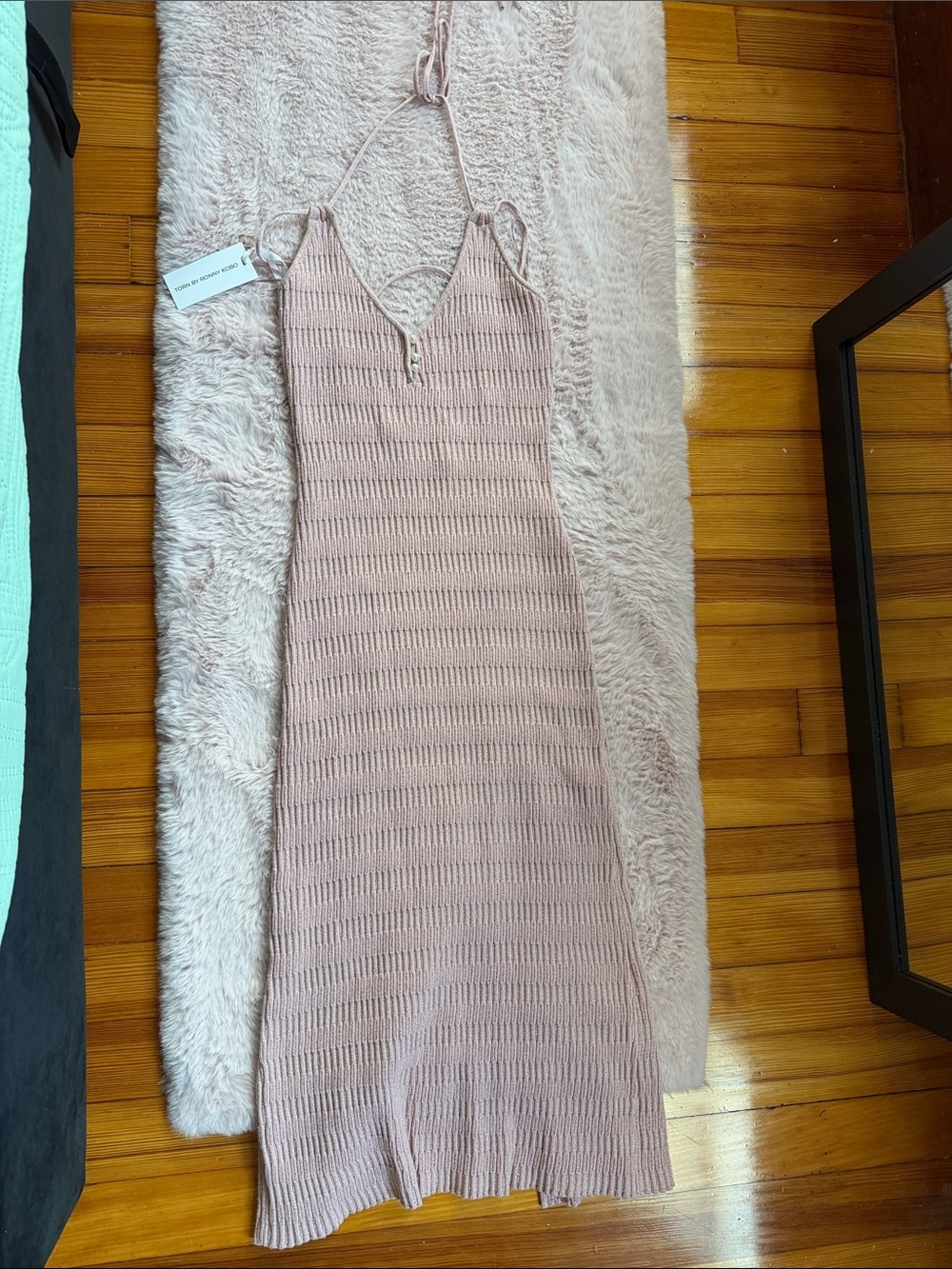 Knit Tank Midi Dress in Blush Pink size L - Torn by Ronny Kobo